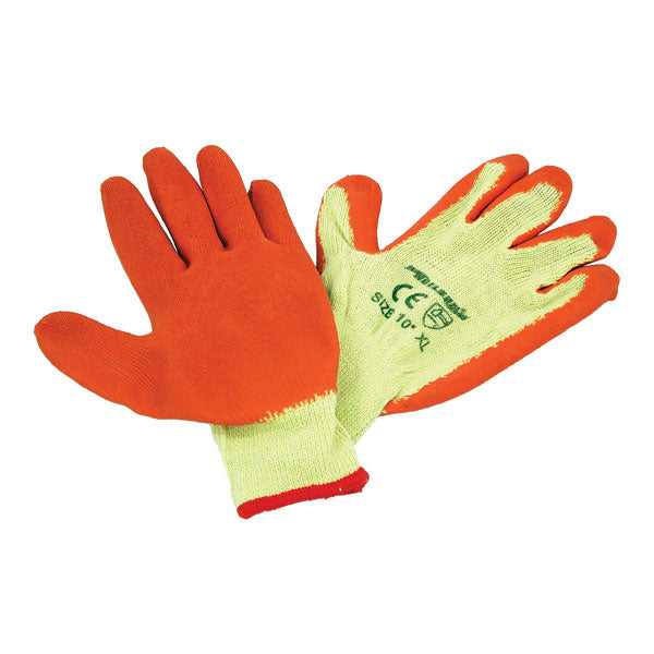 CT3842 - 12 Pairs Of Crinkle Latex Work Gloves Orange Size 10 Extra Large