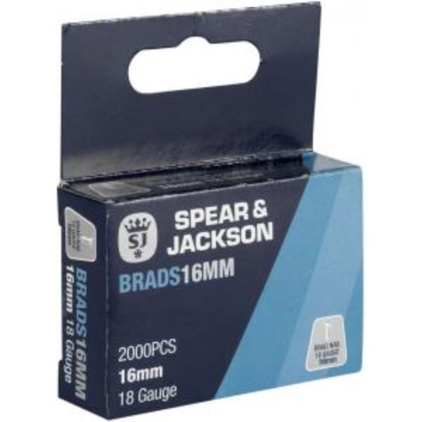 16BRAD - Spear & Jackson 16mm Brad Nail 18 Gauge 2000pc