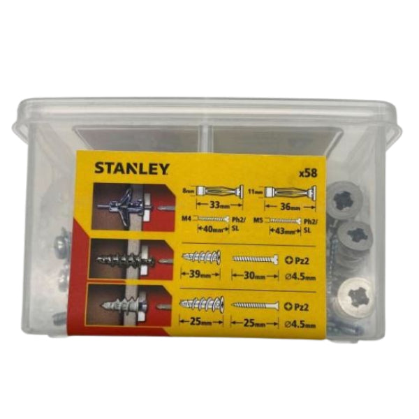 093108 - 58pc Plasterboard Hollow Wall Assortment Kit