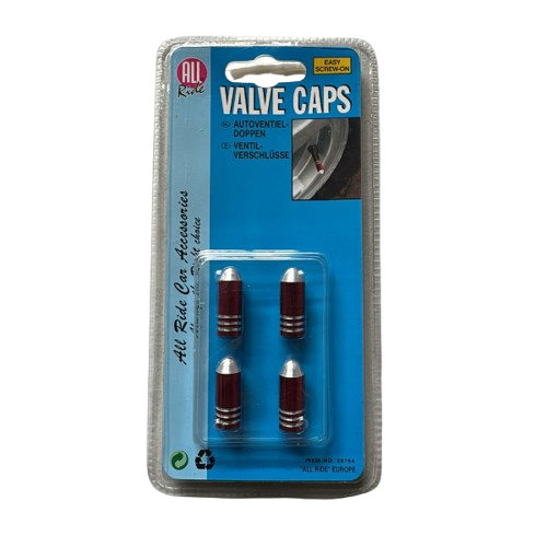 AR28764 - All Ride Valve Cap Set 4pc 'Bullet' Red
