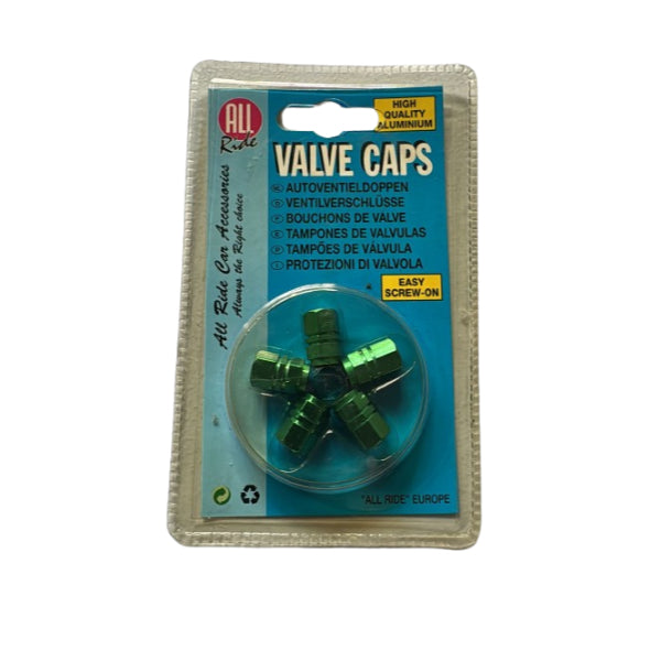 AR02833 - All Ride Valve Cap Set 5pc 'Hex' Green