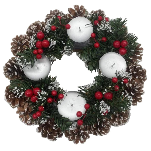 450950 - Christmas Frosted Acorn Pillar Candle Holder