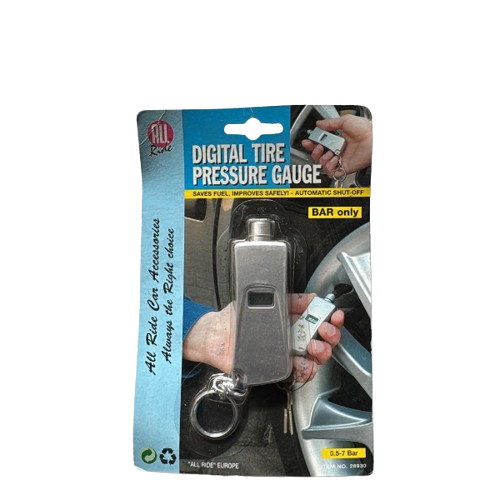 AR28930 - All ride Tyre Pressure Gauge 'Digital' (Bar Only) With Keyring Silver