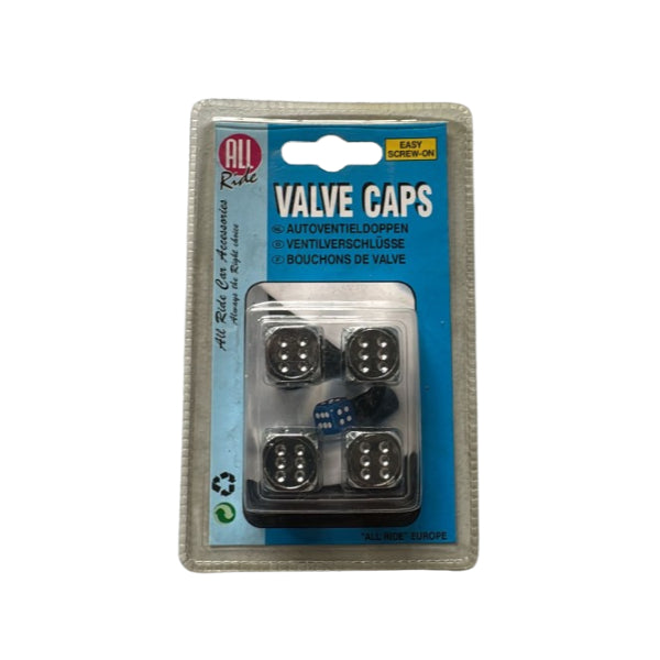 AR28515 - All Ride Valve Cap Set 4pc 'Dice' Silver