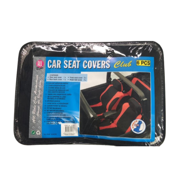 AR21530 - All Ride Car Seat Cover Set 6pc 'club' Black and Red