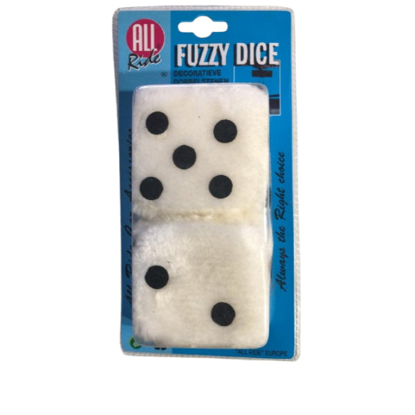 AR02990 - Fuzzy Dice White & Black Mirror Decoration