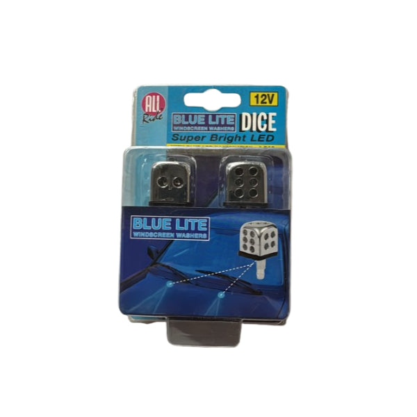 AR28676 - All Ride Windscreen Washer Set 12v 'Dice' Blue Led 2pc