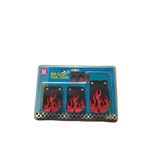 AR28842 - All Ride Pedal Cover Set 3PC Non-Slip 'Flame' Red
