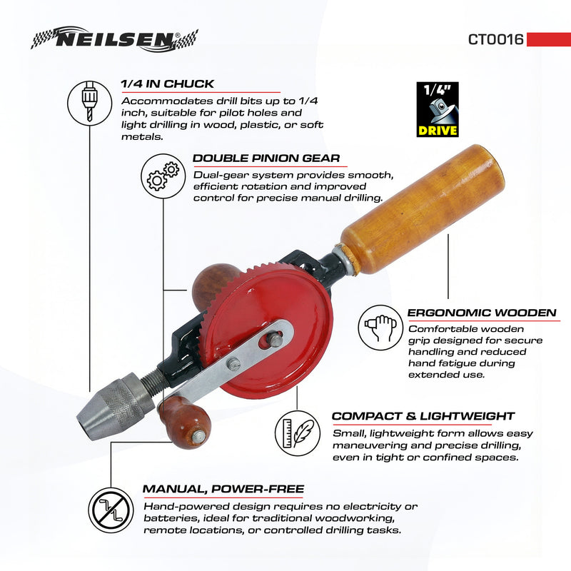 CT0016 - Hand Drill 1/4in Double Pinion
