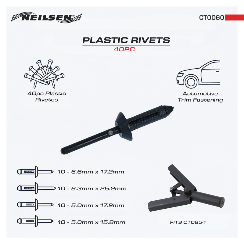 CT0060 - 40pc Plastic Rivets