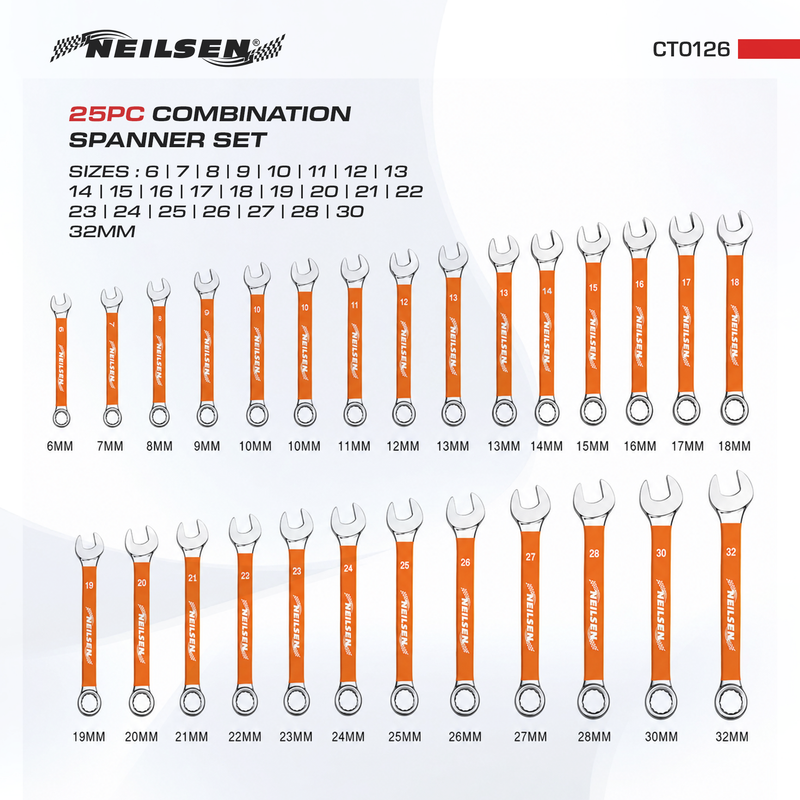 CT0126 - 25pc Combination Spanner Set