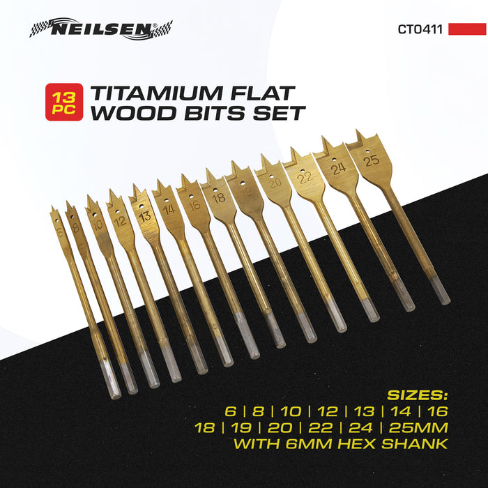 CT0411 - 13pc Flat Wood Drill Bits