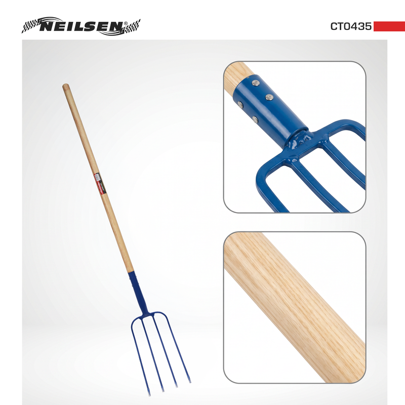 CT0435 - Manure Fork With Ash Wood Long Handle