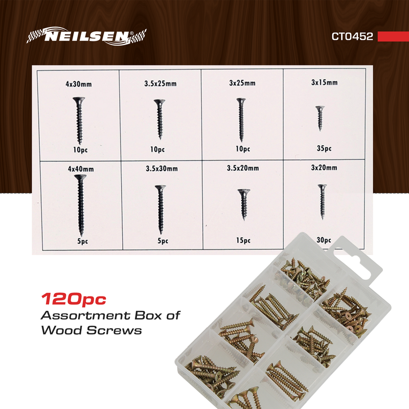 CT0452- 120pc Wood Screw Set - Assorted