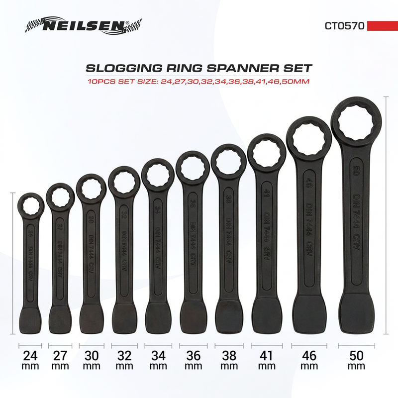 CT0570 - 10pc Slogging Ring Spanner Set