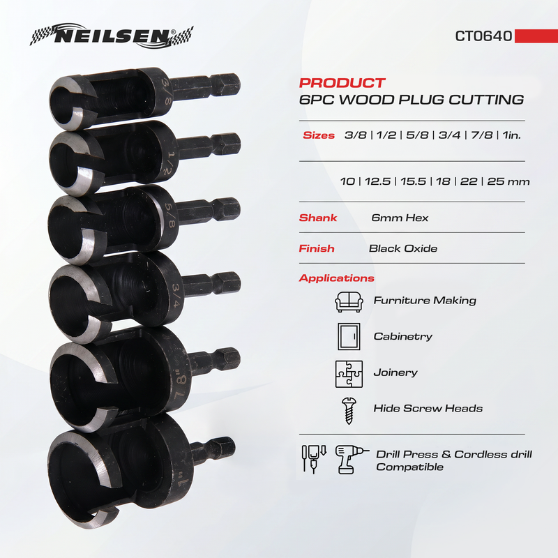 CT0640 - 6pc Wood Plug Cutting Set
