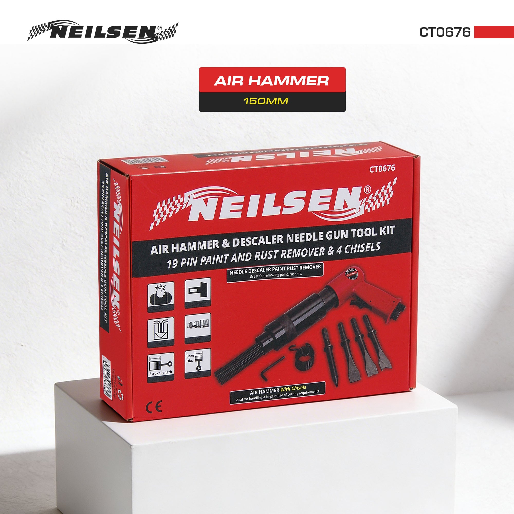 センドアップインセスバーナー CT0676 - 1/4in Air Hammer & Descaler Needle Gun Tool Kit — Neilsen