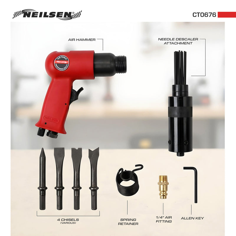 CT0676 - 1/4in  Air Hammer & Descaler Needle Gun Tool Kit