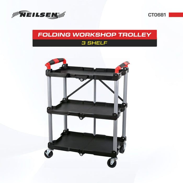 CT0681 - Folding Workshop Trolley 3 Shelf