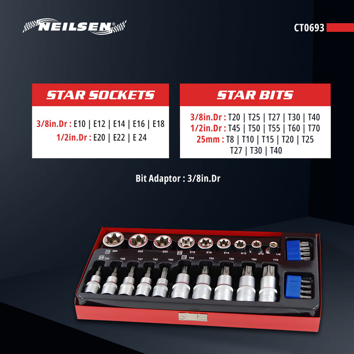 CT0693 - 27pc Star Socket & Bit Set