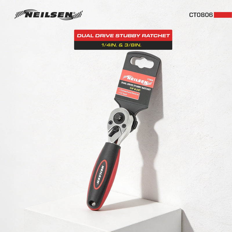 CT0806 - Dual Drive Ratchet – ¼" & ⅜" Combination Stubby