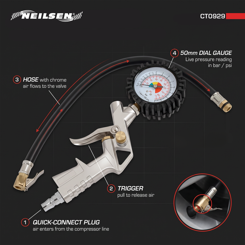 CT0929 - Tyre Inflator & Gauge