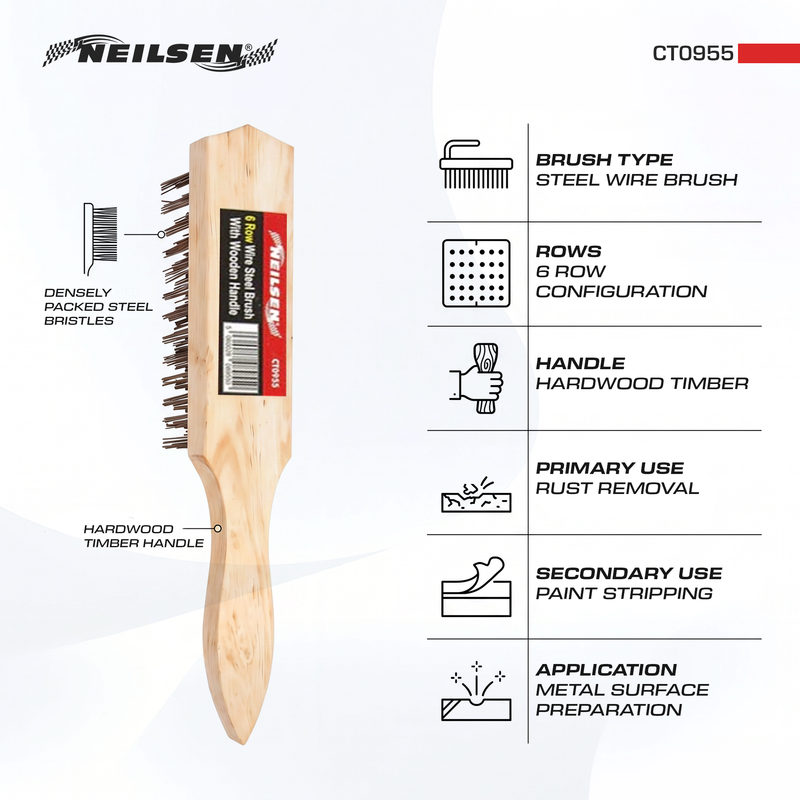 CT0955 - Steel Wire Brush 6 Row