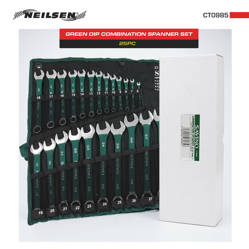 CT0985 - 25pc Green Dip Combination Spanner Set