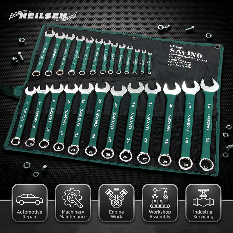 CT0985 - 25pc Green Dip Combination Spanner Set