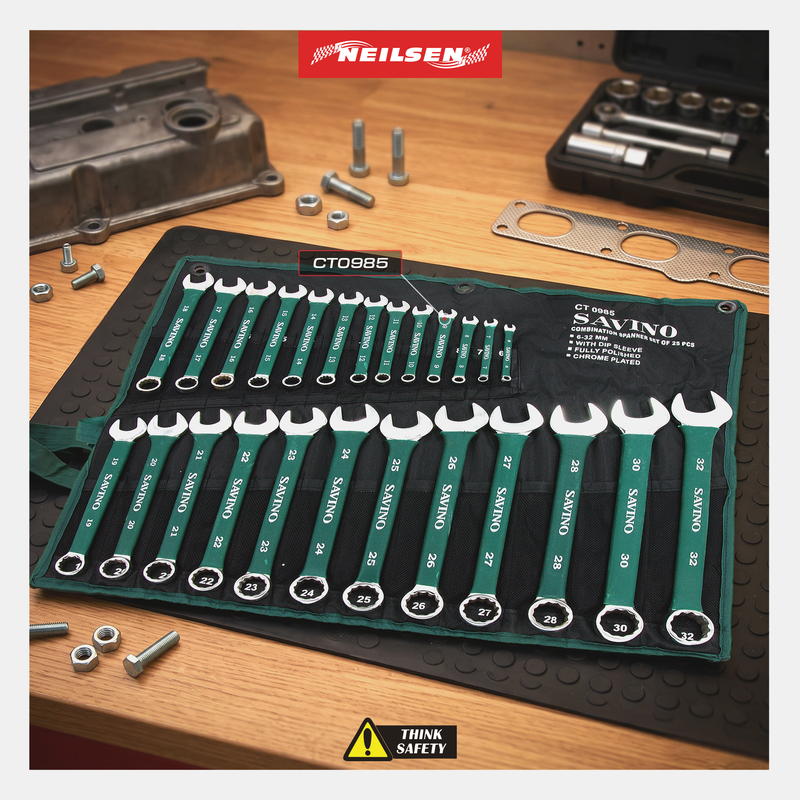 CT0985 - 25pc Green Dip Combination Spanner Set