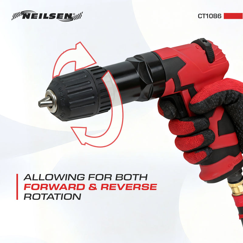 CT1086 - 3/8in  Keyless Reversible Air Drill, 10mm