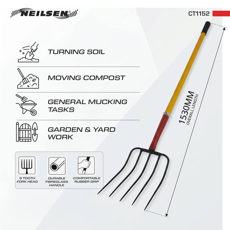 CT1152 - Garden Fork Fibre Glass Handle Muck Fork