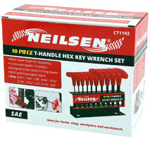 CT1192 - 10pc T-handle Hex Key Wrench Set (SAE) 3/32-3/8