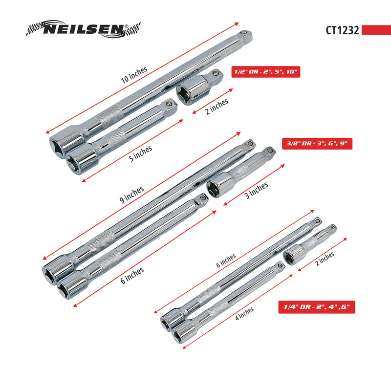 CT1232 - 9pc Mixed Drive Extension Bar Set