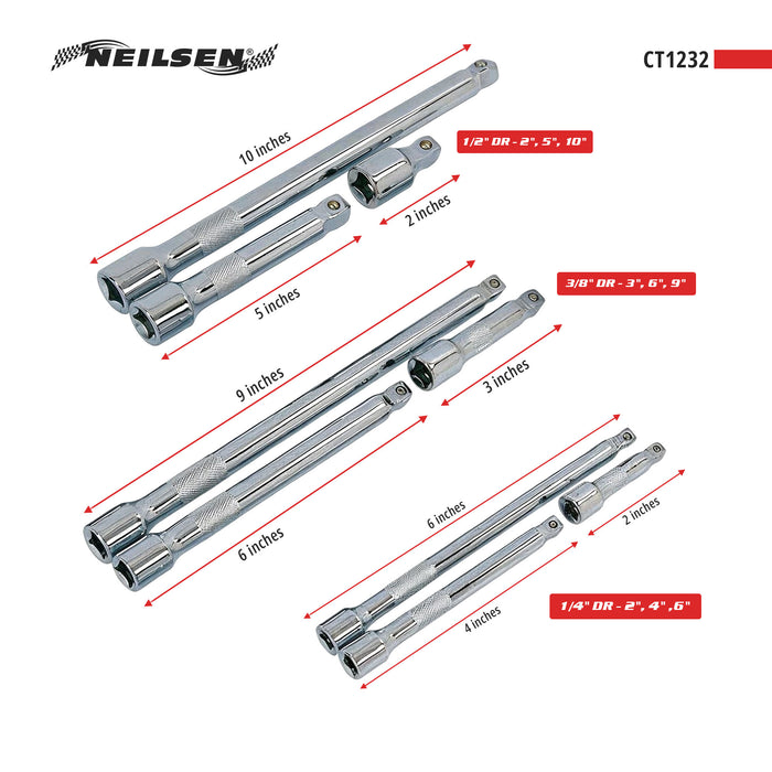 CT1232 - 9pc Mixed Drive Extension Bar Set