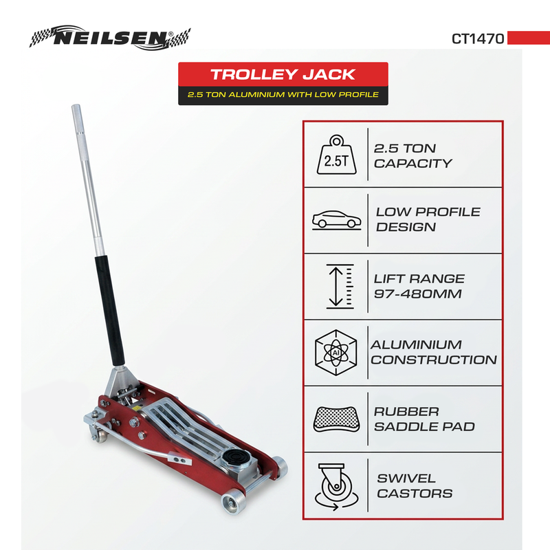 CT1470 - Trolley Jack - 2.5Ton Aluminium with Low Profile