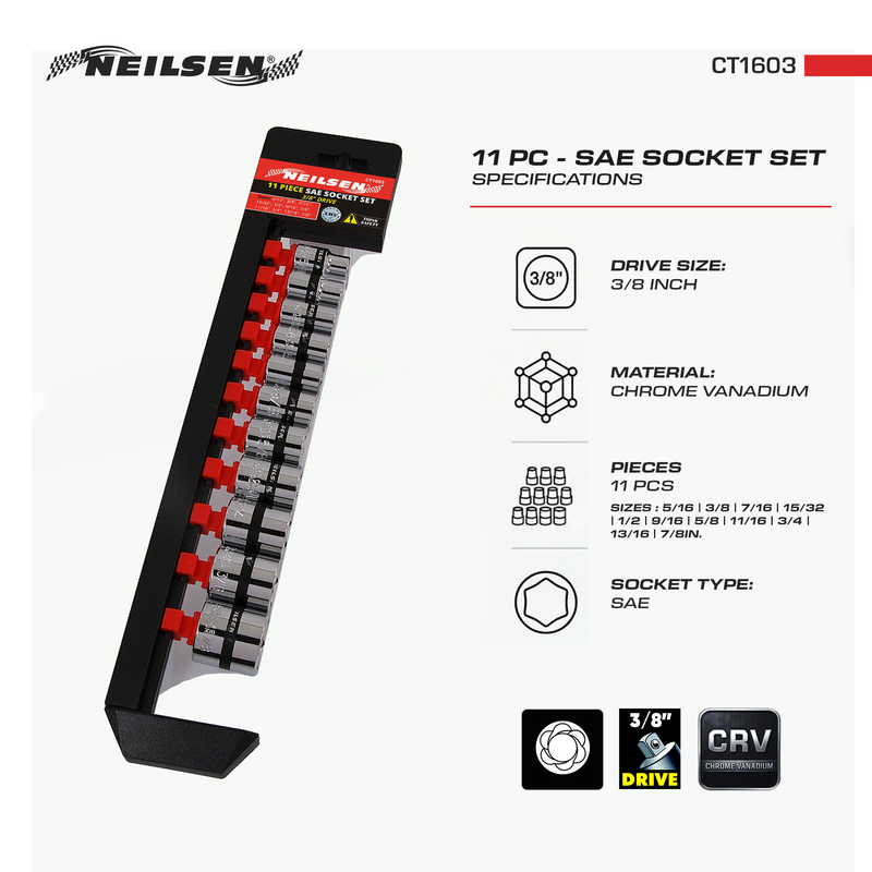 CT1603 - 11pc 3/8in DR SAE Socket Set