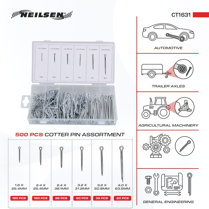 CT1631 - 500pc Cotter Pin Set - Assorted