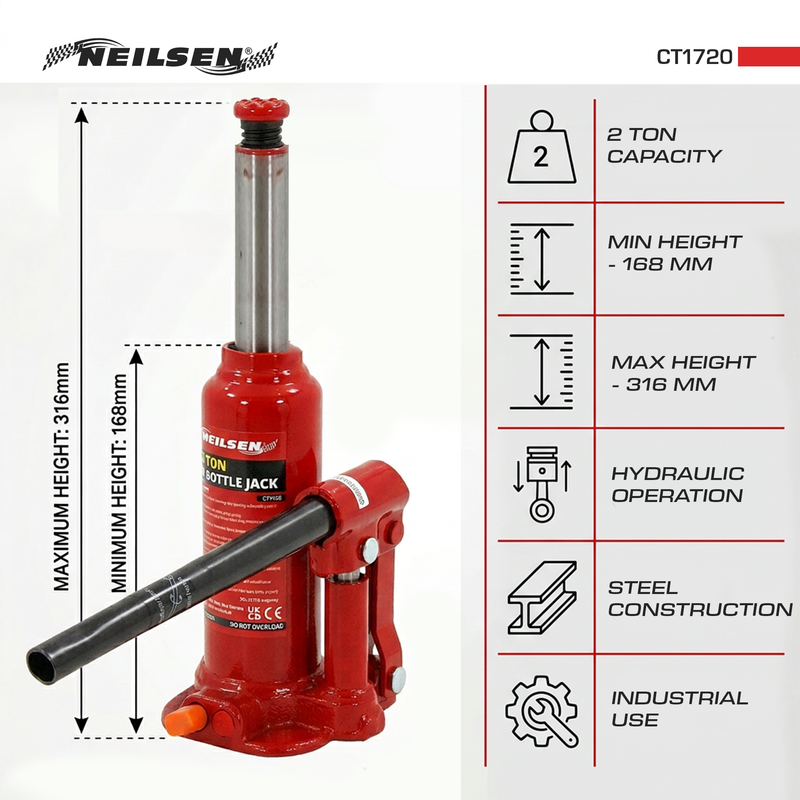 CT1720 - Hydraulic Bottle Jack - 2Ton