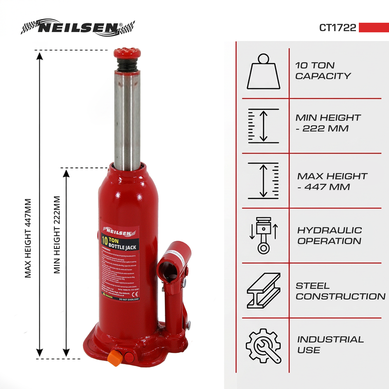 CT1722 - Hydraulic Bottle Jack - 10Ton