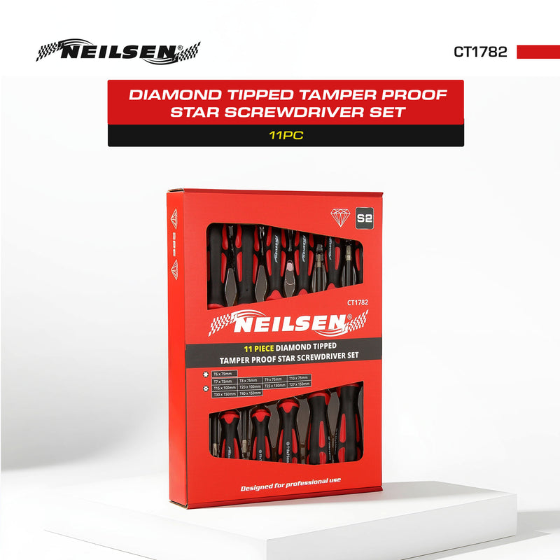CT1782 - Diamond Tipped Tamper Proof Star Screwdriver set 11 Piece