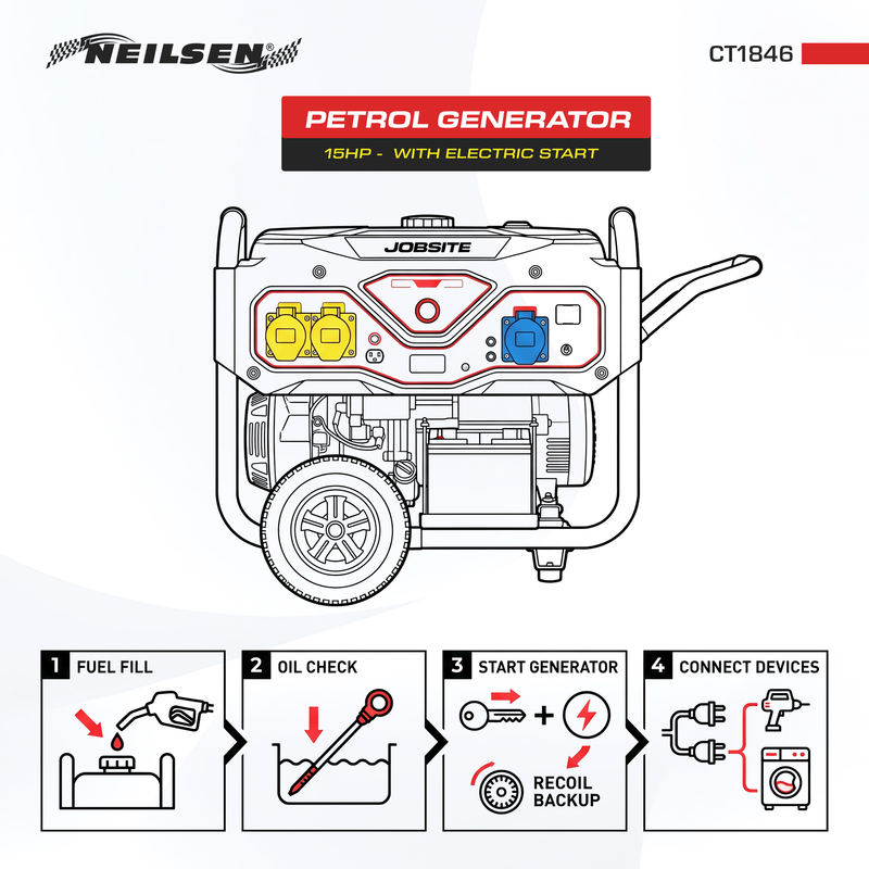 CT1846 - Petrol 15HP Generator With Electric Start
