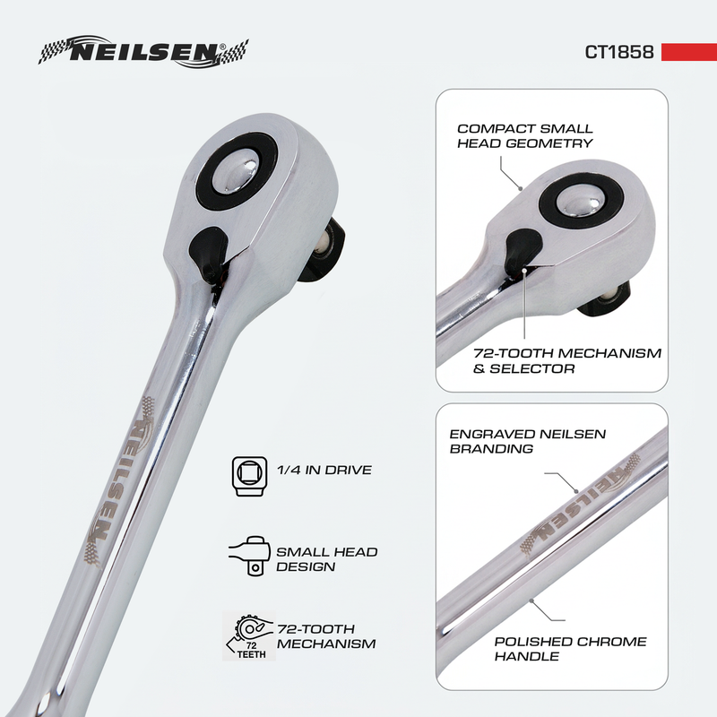 CT1858 - 72 Tooth 1/4in DR Small Head Ratchet