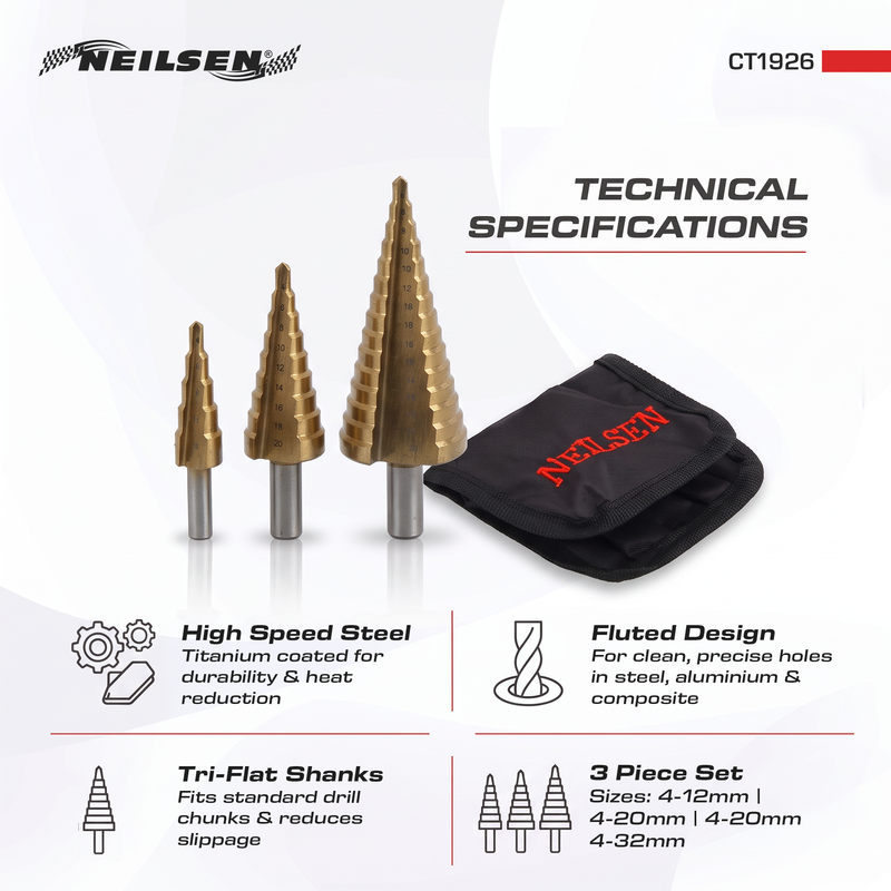 CT1926 - 3pc Titanium Step Drill