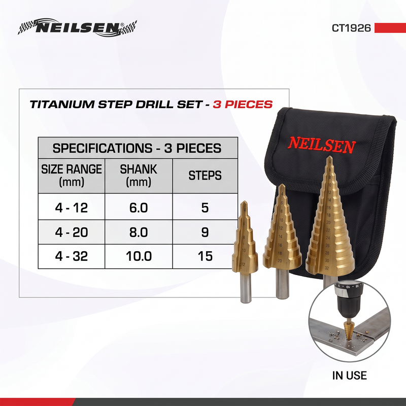 CT1926 - 3pc Titanium Step Drill