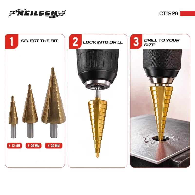 CT1926 - 3pc Titanium Step Drill