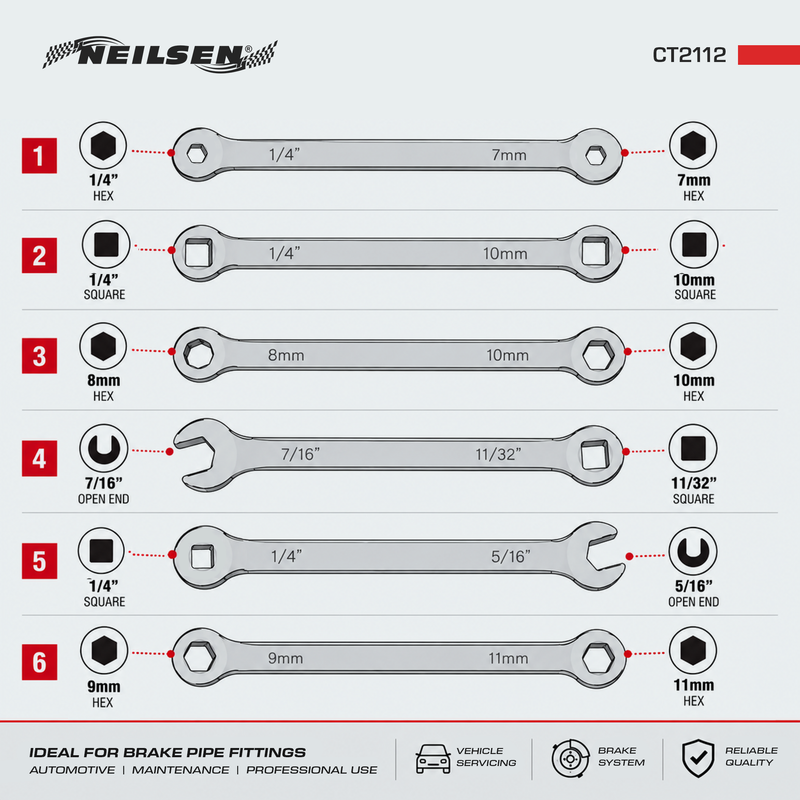 CT2112 - 6pc Brake Spanner Set