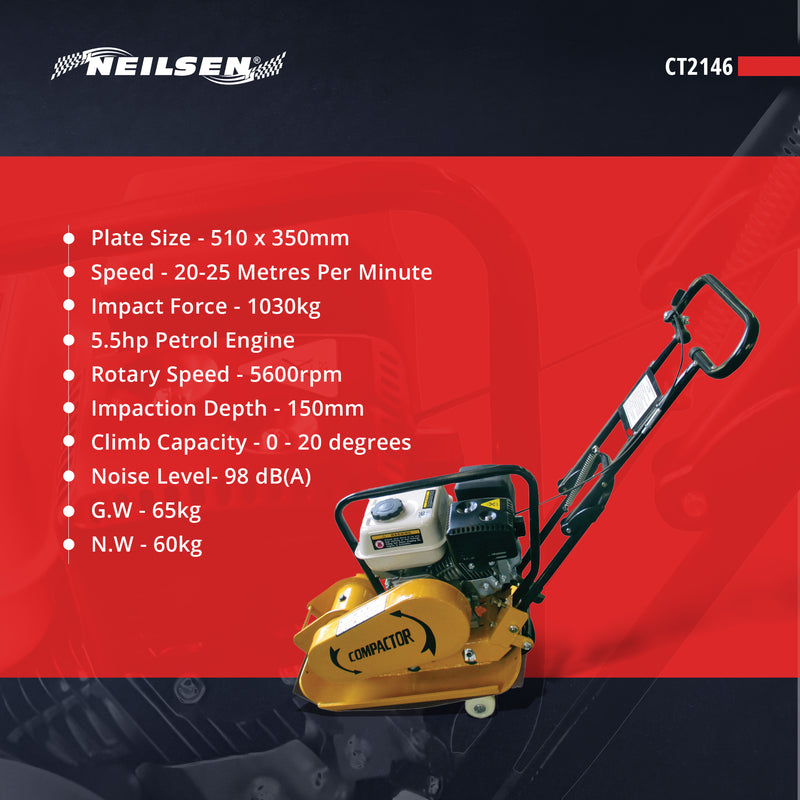 CT2146 - 5.5hp Petrol Plate Compactor with Rubber Mat