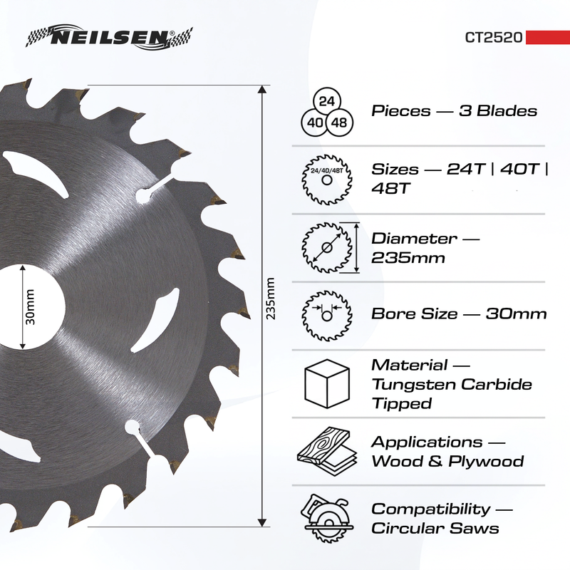 CT2520 - 3pc 235mm TCT Circular Saw Blades