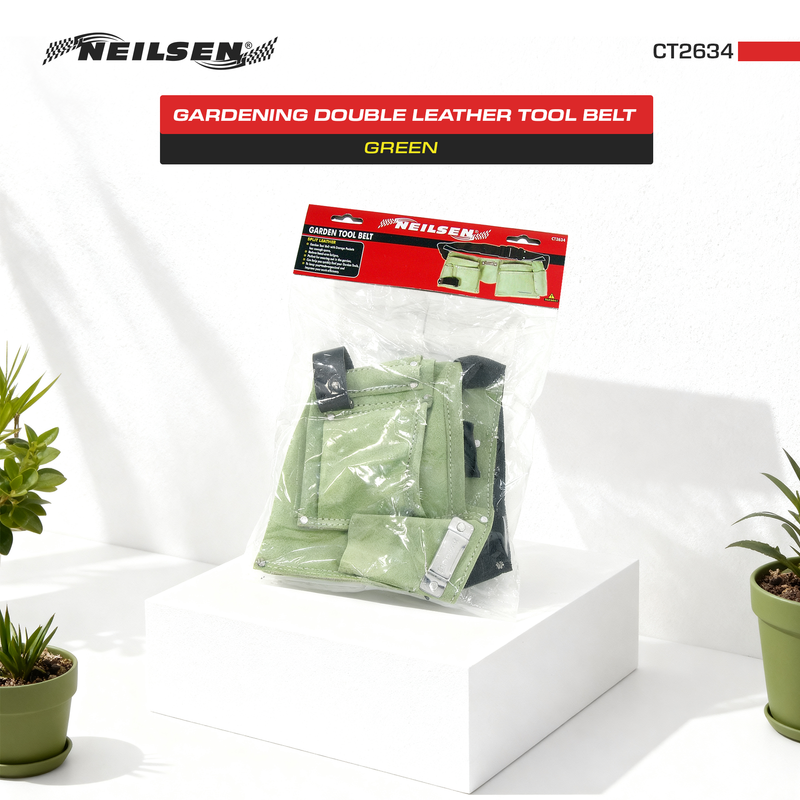 CT2634 - Gardening Double Leather Tool Belt Green